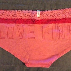 VICTORIA'S SECRET PINK LACE BAND EXTRA LOW RISE HIPSTER PANTIES MEDIUM LOVE PINK